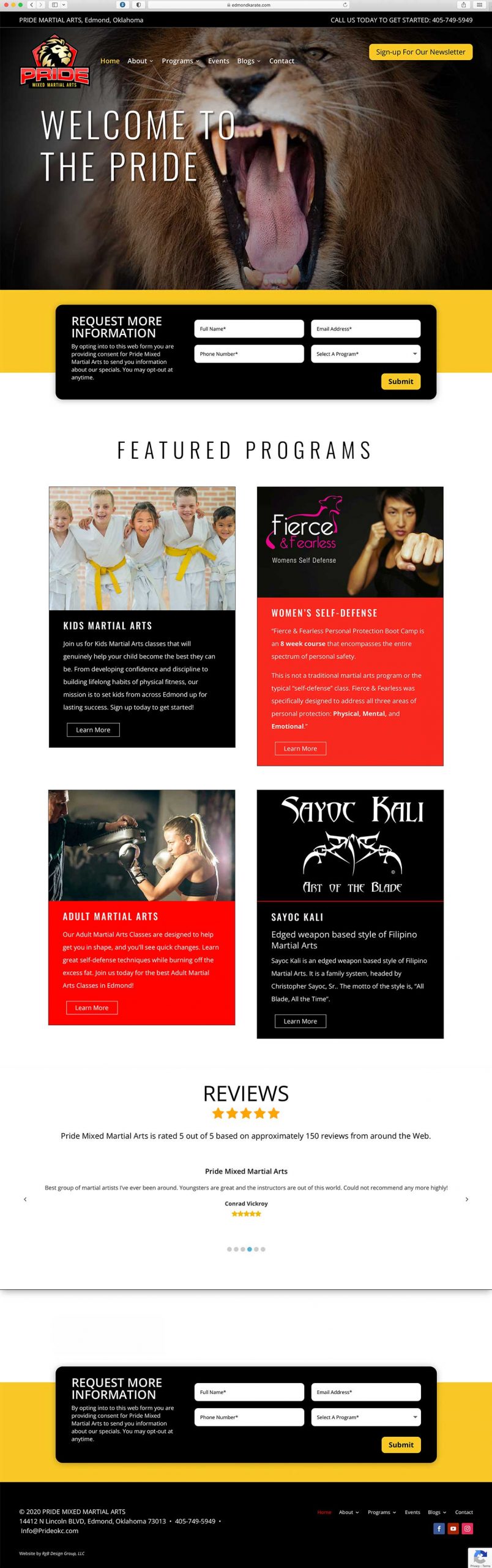 Pride Mixed Martial Arts Website Design By Russ @ RgB Design Group