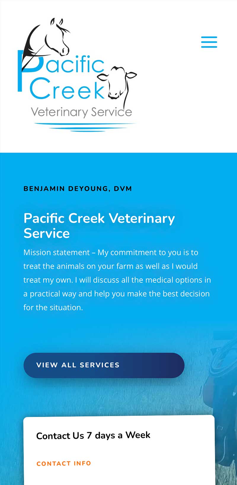 Pacific Creek Veterinary Service Website Design By Russ at RgB Design